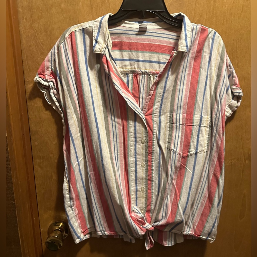 Old Navy Multicolor Striped button down Shirt tie front XL